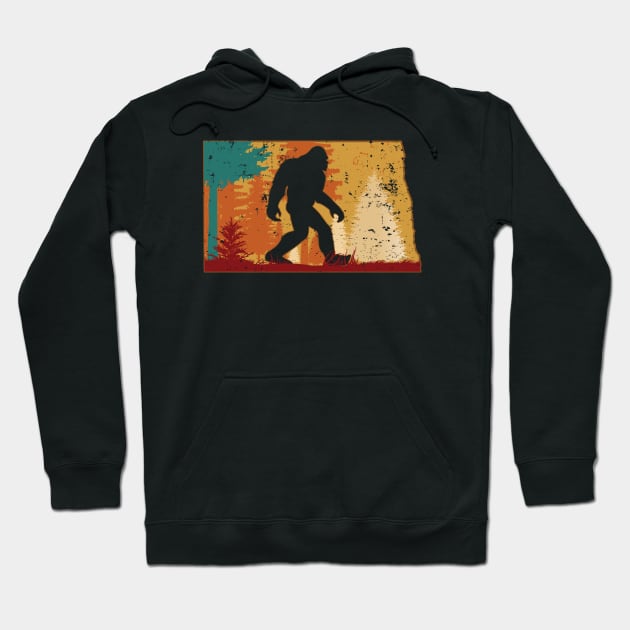 Bigfoot Retro Vintage Sasquatch North Dakota Hoodie by ryanjaycruz